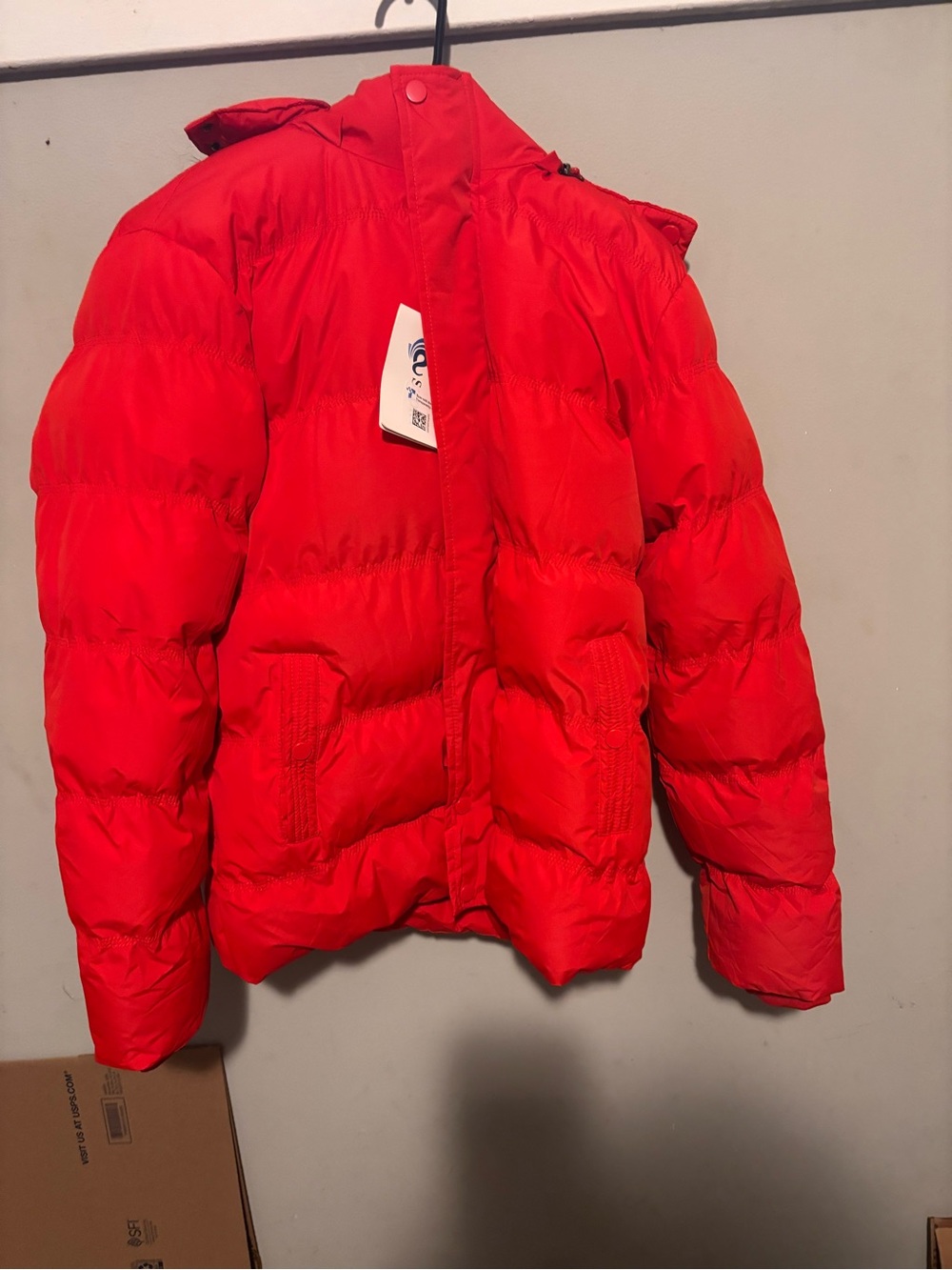 Adults Red Puffer Jacket - Lightweight Warmth
